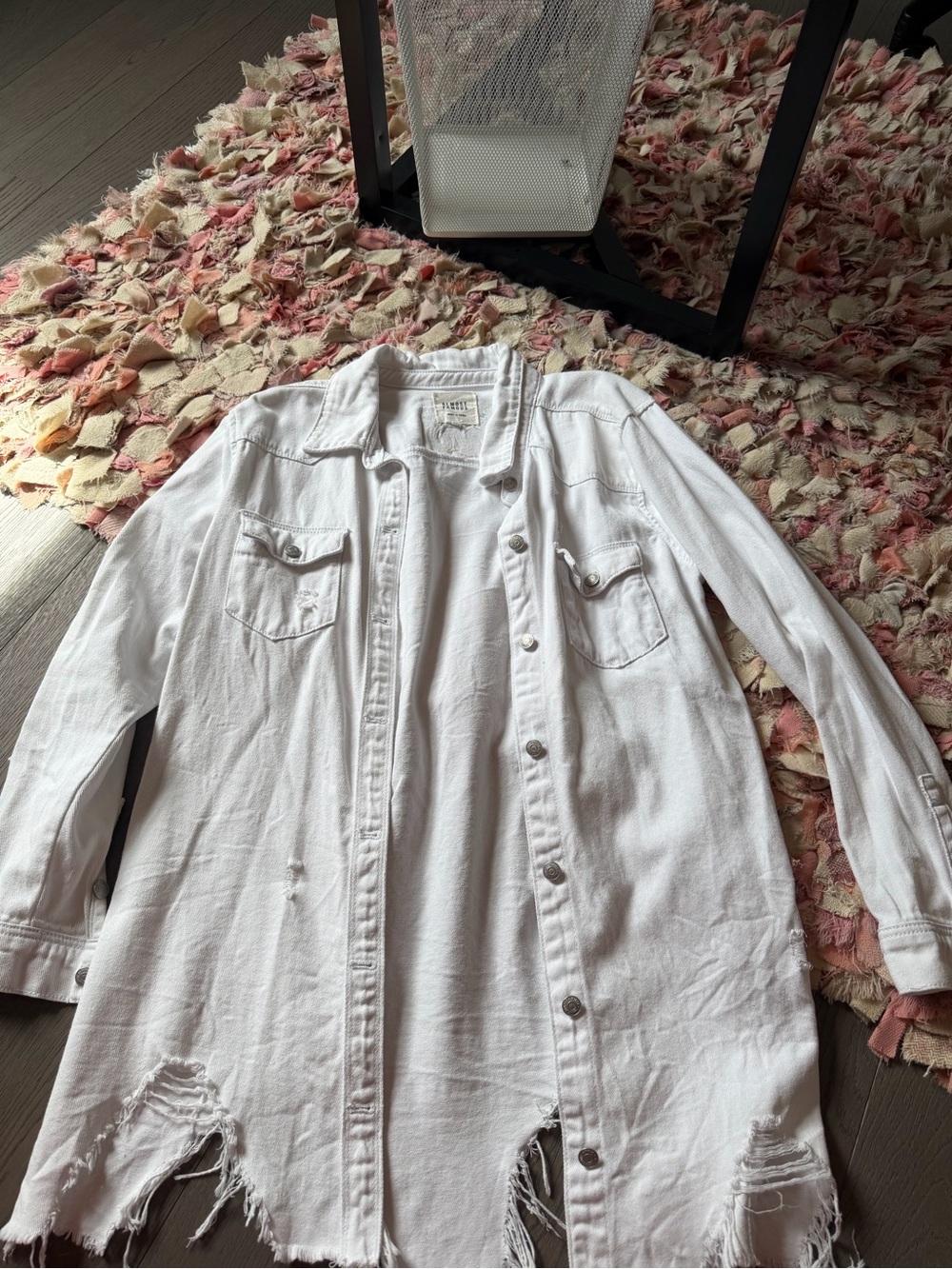 Almost Famous White Denim Jacket with Subtle Embroidery